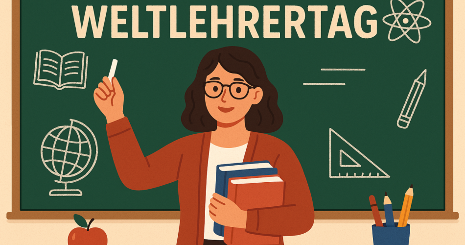 Illustration Lehrerin vor einer Tafel